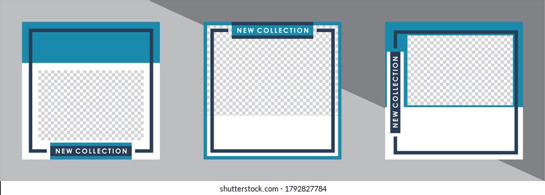 Set of Editable minimal square banner template. Suitable for social media post and web internet ads. Vector illustration with photo college.