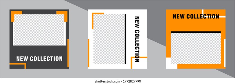 Set von Editierbarer minimaler quadratischer Bannervorlage. Geeignet für Social Media Post und Web-Anzeigen. Vektorgrafik mit Fotoschule.