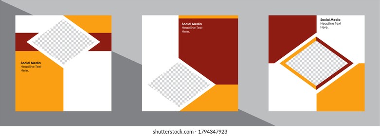 Set of Editable minimal square banner template. Suitable for social media post and web internet ads. Vector illustration with photo college.