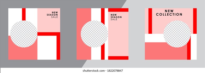 Set of Editable minimal square banner template. Suitable for social media post and web internet ads. Vector illustration with photo college.