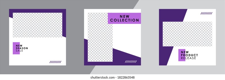 Set of Editable minimal square banner template. Suitable for social media post and web internet ads. Vector illustration with photo college.