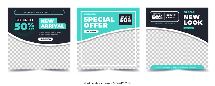 	
Set of Editable minimal square banner template. blue and green background color with stripe line shape. Suitable for social media post and web internet ads. Vector illustration with photo college