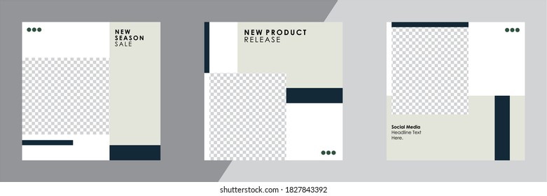 Set of Editable minimal square banner template. Suitable for social media post and web internet ads. Vector illustration with photo college.