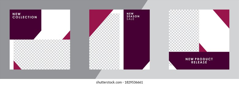 Set of Editable minimal square banner template. Suitable for social media post and web internet ads. Vector illustration with photo college.