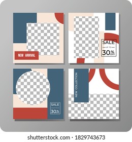 Conjunto de plantilla de banner cuadrado mínimo editable. Plaza de promoción moderna. Adecuado para publicaciones en medios sociales y anuncios web.