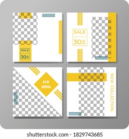 Set of Editable minimal square banner template. Modern promotion square. Suitable for social media post and web ads.