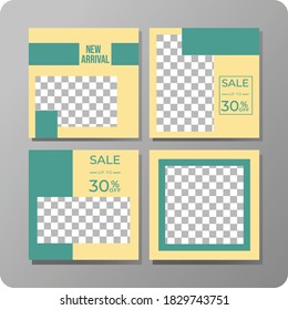 Set of Editable minimal square banner template. Modern promotion square. Suitable for social media post and web ads.
