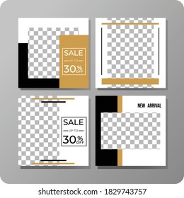 Set of Editable minimal square banner template. Modern promotion square. Suitable for social media post and web ads.