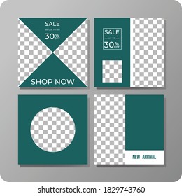 Set of Editable minimal square banner template. Modern promotion square. Suitable for social media post and web ads.