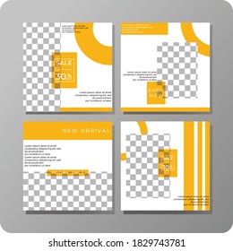 Set of Editable minimal square banner template. Modern promotion square. Suitable for social media post and web ads.