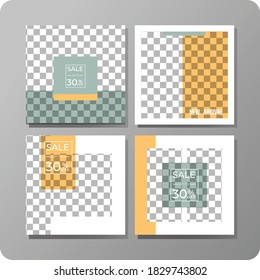 Set of Editable minimal square banner template. Modern promotion square. Suitable for social media post and web ads.