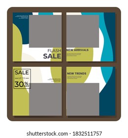 Set of Editable minimal square banner template. Modern promotion square. Suitable for social media post and web ads.