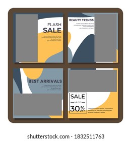 Set of Editable minimal square banner template. Modern promotion square. Suitable for social media post and web ads.