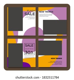 Set of Editable minimal square banner template. Modern promotion square. Suitable for social media post and web ads.