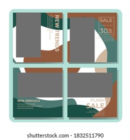 Set of Editable minimal square banner template. Modern promotion square. Suitable for social media post and web ads.