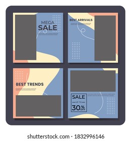 Set of Editable minimal square banner template. Modern promotion square. Suitable for social media post and web ads.