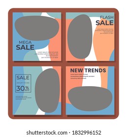 Set of Editable minimal square banner template. Modern promotion square. Suitable for social media post and web ads.