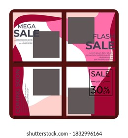 Set of Editable minimal square banner template. Modern promotion square. Suitable for social media post and web ads.