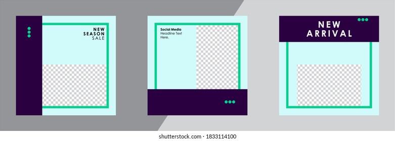 Set of Editable minimal square banner template. Suitable for social media post and web internet ads. Vector illustration with photo college.