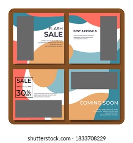 Set of Editable minimal square banner template. Modern promotion square. Suitable for social media post and web ads.