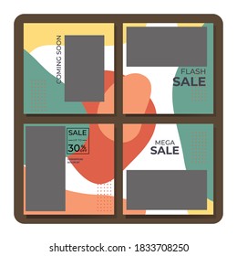 Set of Editable minimal square banner template. Modern promotion square. Suitable for social media post and web ads.