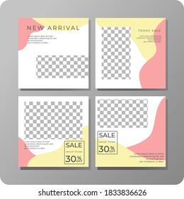 Set of Editable minimal square banner template. Modern promotion square. Suitable for social media post and web ads.