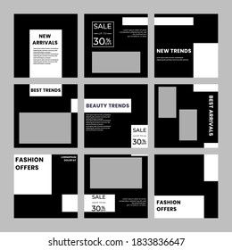 Set of Editable minimal square banner template. Modern promotion square. Suitable for social media post and web ads.