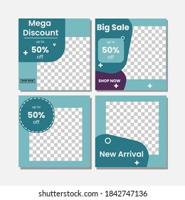 Set of Editable minimal square banner template. green and white background color with stripe line shape. Suitable for social media post and web internet ads. Vector illustration with photo college