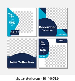 Set of Editable minimal square banner template. green and blue dark background color with stripe line shape. Suitable for social media post and web internet ads. Vector illustration with photo college