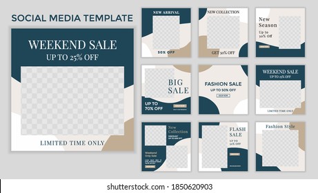 Set of Editable minimal square banner template. Suitable for social media post and web ads.