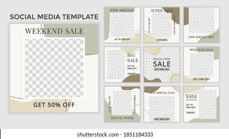 Set Of Editable Minimal Square Banner Template.Suitable For Social Media Post And Web Ads.