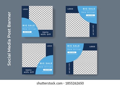 Set of Editable minimal square banner template. Black and yellow background color with stripe line shape. Suitable for social media post and web internet ads. Vector illustration with photo college