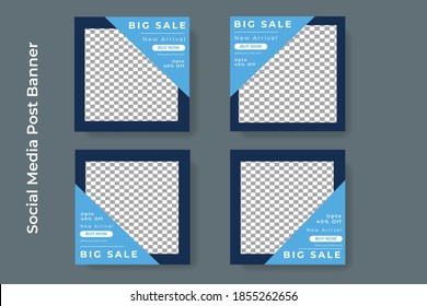 Set of Editable minimal square banner template. Black and yellow background color with stripe line shape. Suitable for social media post and web internet ads. Vector illustration with photo college