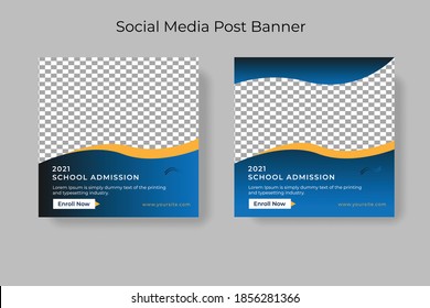 
Set of Editable minimal square banner template. Black and yellow background color with stripe line shape. Suitable for social media post and web internet ads. Vector illustration with photo college