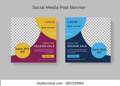 Set of Editable minimal square banner template. Black and yellow background color with stripe line shape. Suitable for social media post and web internet ads. Vector illustration with photo college