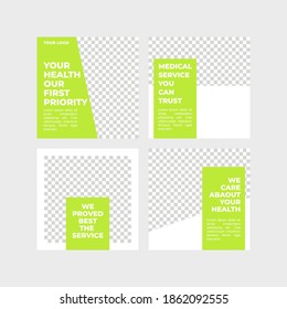Set of Editable minimal square banner template. Healthcare post social media banner ad post template. 