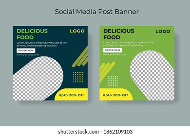 Set of Editable minimal square banner template. Black and yellow background color. Suitable for social media post and web internet ads. Vector illustration with photo college