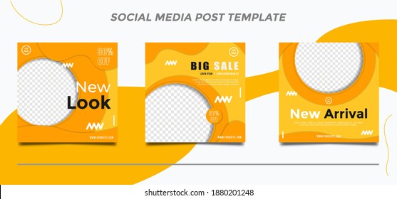 Set of Editable minimal square banner templates. Bright background colors. Suitable for social media post and web internet ads. Vector illustration with photo frame.