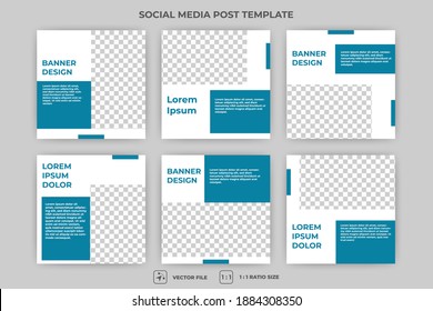 Set of Editable minimal square banner template. Blue and white background color. Modern business social media post template with a photo collage. Usable for social media, banner, and web internet ads.