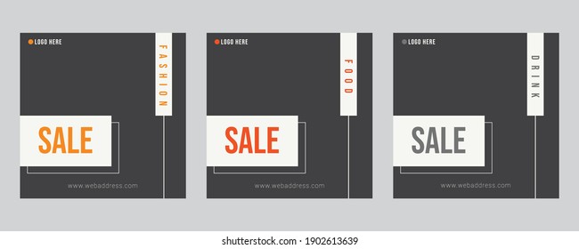 Set of Editable minimal square banner template. White background color with stripe line shape. Suitable for social media post and web internet ads. Vector illustration with photo college

