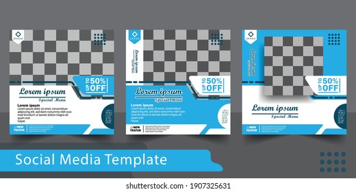 Set of editable minimal square banner template. Suitable for social media post and web internet ads. with background for photo layout. Design template vector