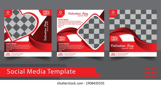 Set of editable minimal square banner template. Promotion sale valentine day. Suitable for social media post and web internet ads. with background for photo layout. Design template vector