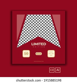 Set of editable minimal square banner templates. Brown and purple background color with stripes. Suitable for social media posts and web internet advertising