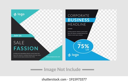 Set of Editable minimal square banner template. Suitable for social media post and web ads.
