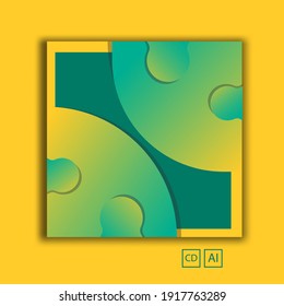 Set of editable minimal square banner templates. Green background color and green and yellow degradation with flat design. Great for social media posts