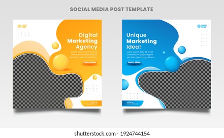 Set of Editable minimal square banner templates Digital Marketing Agency Social Media Post Template.