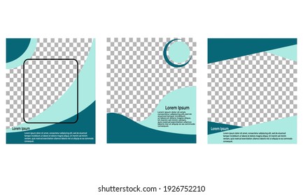 Set of Editable minimal square banner template. Blue and green background color with stripe line shape. Suitable for social media post, web internet ads, elegant sale and discount promo . Vector Illus