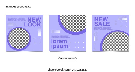 Set of Editable minimal square banner template. purple background color with stripe line shape. Suitable for social media post and web internet ads.