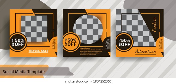 Set of editable minimal square banner template. Suitable for social media post and web internet ads. with background for photo layout. Design template vector