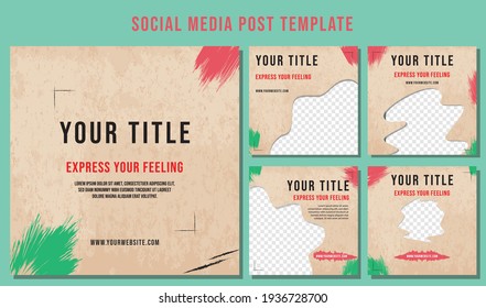 Set of Editable minimal square banner template. Suitable for social media post and web internet ads. Vector illustration with photo college